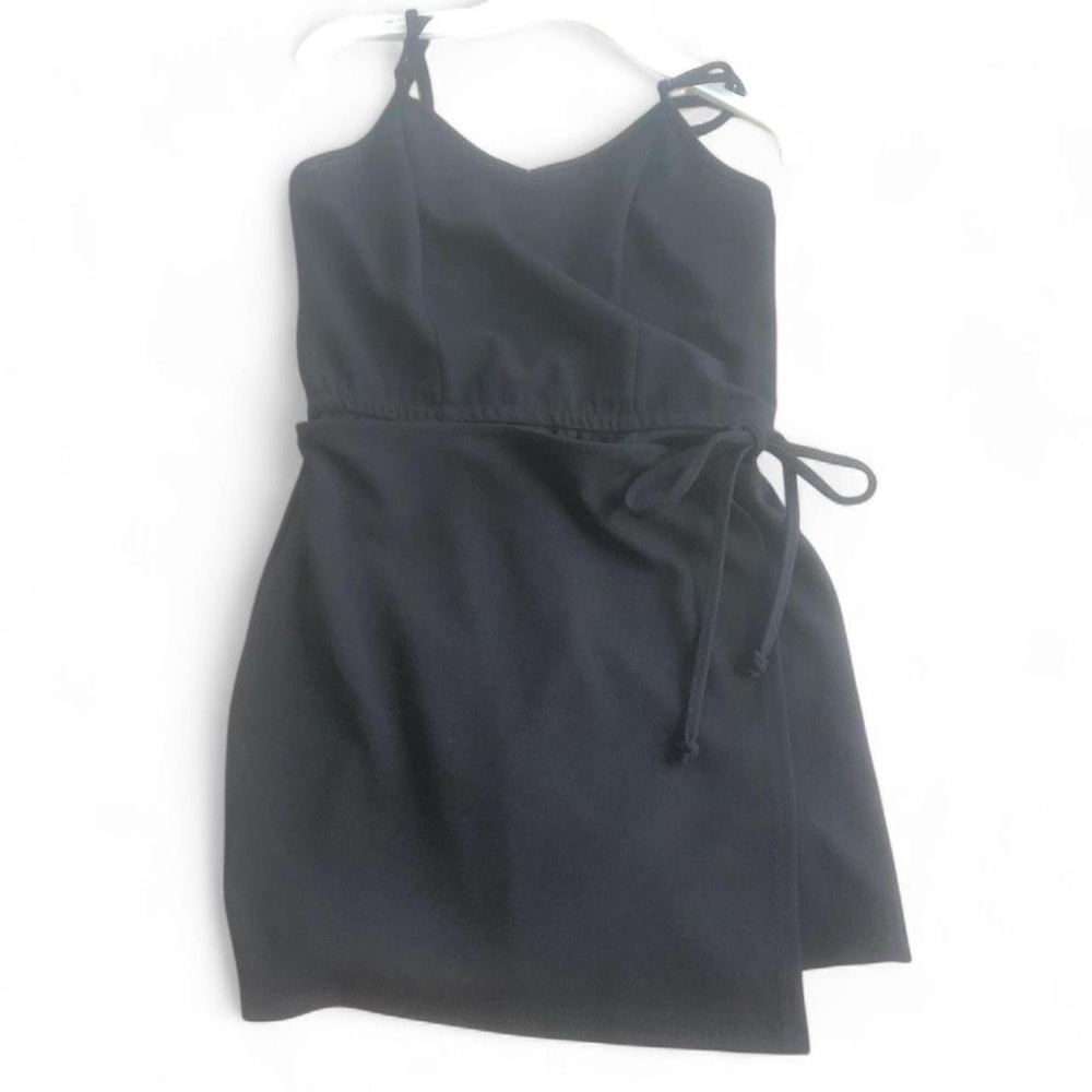 Macy’s Elegant Black Romper Wrap Dress S